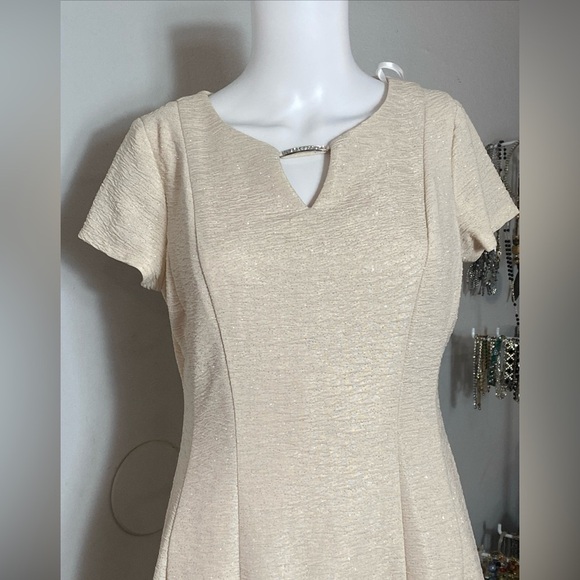 Established in 1962, Women's Midi Dress, Size Ivory with Silver Sparkles Size 8 - Picture 3 of 11